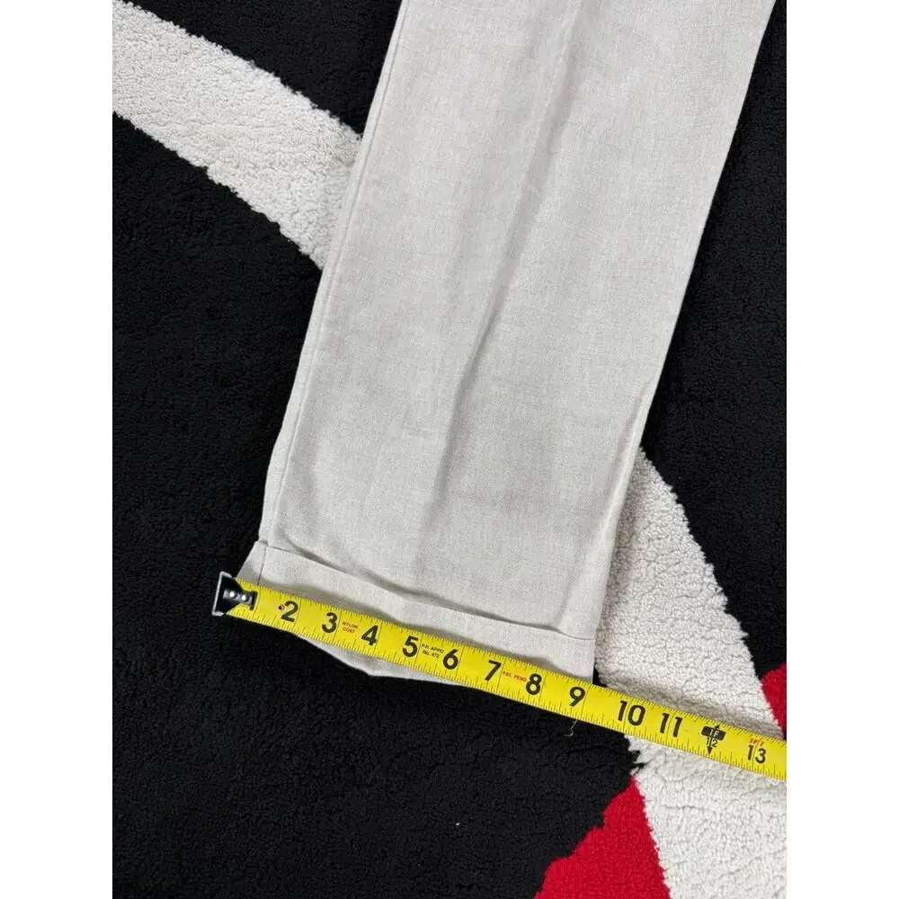 Dockers Pants Mens 36x32 Cream Linen Blend Cotton Pleated Casual Beach Cuffed